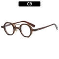 Retro octagonal transparent tea sunglasses with double bridge metal frame design - Tea Frame Clear Lens