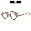 Retro hip-hop polygon sunglasses in coffee brown finish with metallic nose pads, C11 variant - Coffee Frame Clear Lens