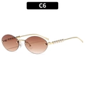 Lunettes de soleil ovales sans monture, verres dégradés marron et perles dorées - Monture Dorée Verres Ambrés Dégradés