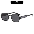 Lunettes de soleil octogonales à monture métallique noire et verres gris foncé pour hommes - Monture Noire Verres Gris