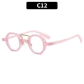 Hip-hop vintage octagonal sunglasses with light pink translucent frames and gold bridge - Jelly Pink Clear Lens