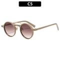 Retro khaki round sunglasses with brown gradient lenses and golden double bridge design - Coffee Frame Double Tea Lens (C5)