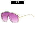 Lunettes de soleil shield surdimensionnées verres dégradés violets et monture dorée C5 - Monture Transparente Verres Dégradés Violets