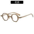 Hip hop retro octagonal tea brown sunglasses with gold metal bridge and transparent frame - Brown Frame Clear Lens