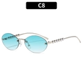Lunettes de soleil ovales sans monture, verres dégradés bleus et branches perles - Monture Argent Verres Vert Dégradé