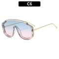 Lunettes de soleil oversize tendance avec verres dégradés bleu-rose et monture dorée C6 - Monture Gris Transparent Verres Bleu Rose