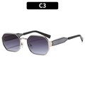 Lunettes de soleil octogonales en métal argenté avec verres dégradés gris tendance - Monture Argent Noir Verres Dégradés Gris