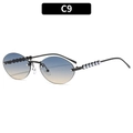 Lunettes de soleil ovales sans monture pour femmes, verres dégradés et branches perles - Monture Noire / Verres Bleu-Jaune