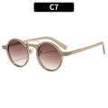 Retro round sunglasses in translucent light brown resin frame with brown gradient lenses - Brown Frame Double Tea Lens (C7)