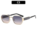 Lunettes de soleil octogonales en métal doré avec verres dégradés bleus et roses tendance - Monture Or Noir Verres Bleu Jaune