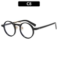 Retro round sunglasses in glossy black frame with stylish golden metal double bridge - Black Frame Clear Lens (C8)