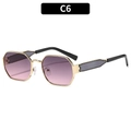 Polygon gold metal sunglasses with purple gradient lenses for casual outdoor style - Black Gold Frame Gray Pink Lens