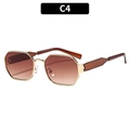 Polygonal gold metal sunglasses with brown gradient lenses and dark brown temples - Gold Tea Frame Gradient Tea Lens