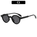 Gafas de sol redondas retro en negro clásico con montura gruesa, variante C1 - Montura Negra Lente Gris