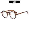 Retro round tortoiseshell sunglasses with gold metal top bar and clear lenses - Leopard Frame Clear Lens (C10)