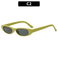 Retro small oval sunglasses with vibrant green frame and dark grey lenses for a vintage look - Green Frame Grey Lens (C2)