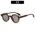 Gafas de sol redondas de carey con lentes gris oscuro, diseño moderno tipo C2 - Montura Carey Lente Gris Claro