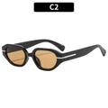 Retro-Sonnenbrille mit dickem schwarzem Rahmen und bernsteinfarbenen Gläsern, C2 - Schwarzer Rahmen Tee Gläser