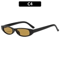 Retro small oval sunglasses with black plastic frames and orange tinted lenses - Black Frame Tea Lens (C4)