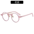 Pink round frame sunglasses with golden metal bridge and retro fashion design - Jelly Pink Clear Lens (C12)
