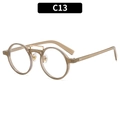 Retro amber round frame sunglasses with golden metal bridge and transparent lenses - Brown Frame Clear Lens (C13)