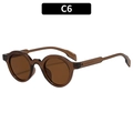 Vintage round frame sunglasses in tea brown finish with matching tinted lenses C6 - Dark Tea Frame Tea Lens