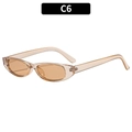 Retro amber oval sunglasses with translucent resin frame and tinted lenses style C6 - Translucent Tea Frame Light Tea Lens (C7)