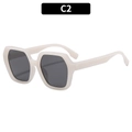 Occhiali da sole oversize esagonali bianco crema con lenti grigio scuro modello C2 - Bianco Jelly Lenti Grigie (C2)