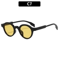 Retro round black frame sunglasses with vibrant yellow lenses in style C7 - Black Frame Yellow Lens