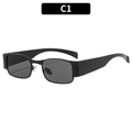Y2K trendy square sunglasses with wide black frames and dark grey lenses for women - Black Frame Grey Lens