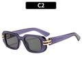 Retro quadratische Sonnenbrille mit lila transparentem Rahmen und grauen Gläsern - Transparenter Violetter Rahmen Graue Linse (C2)