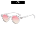 Modern round sunglasses with pink to yellow gradient lenses and transparent frames - Transparent Frame Pink Yellow Lens