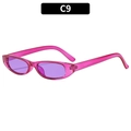 Retro y2k narrow oval sunglasses with translucent pink frame and purple lenses - Translucent Purple Frame Purple Lens (C9)