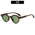 Retro round tortoise shell sunglasses with dark green lenses and stylish thick temples - Tortoise Frame Dark Green Lens
