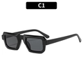 Square thick frame sunglasses in shiny black finish with dark grey lenses model C1 - Black Frame Grey Lens (C1)