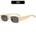 Y2K square metal sunglasses with dark grey lenses and golden steel rectangular frame - Gold Frame Grey Lens