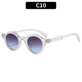 Fashionable round sunglasses with transparent frame and blue-purple gradient lenses - Transparent Frame Grey Blue Lens