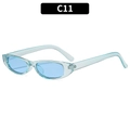 Retro small oval sunglasses with light blue transparent frame and tinted lenses - Translucent Blue Frame Blue Lens (C11)