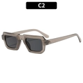 Square tea gray rectangular frame sunglasses with dark gray lenses in a trendy C2 style - Gray Frame Gray Lens (C2)