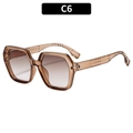 Fashionable polygon sunglasses with amber brown frame and brown gradient lenses - Transparent Tea Frame Gradient Tea Lens (C6)