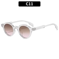 Fashionable round sunglasses with transparent frames and brown to pink gradient lenses - Transparent Frame Tea Pink Lens
