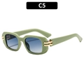 Retro-Rechteck-Sonnenbrille in olivgrünem Rahmen mit blau verlaufenden Gläsern und Goldakzenten - Grüner Rahmen Blauer Verlaufslinse (C5)