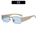 Y2K square sunglasses with champagne gold metal frame and transparent light blue lenses - Silver Frame Blue Lens