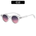 Fashionable round sunglasses with transparent frames and purple-to-pink gradient lenses - Transparent Frame Grey Pink Lens