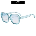 Fashionable polygon sunglasses with light blue transparent frame and hex shape - Transparent Blue Frame Gradient Blue Lens (C7)
