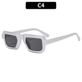 Retro punk square sunglasses with a thick silver frame and dark grey lenses, C4 style - Silver Frame Gray Lens (C4)