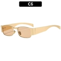 Y2K square fashion sunglasses with gold metal frame and amber tinted lenses - Gold Frame Tea Lens