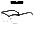 Occhiali alla moda C1 a mezza montatura con bordo superiore nero e finitura oro - Nero (C1)