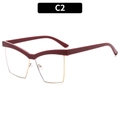 Montatura cat-eye chic in rosso bordeaux con design a semicerchio in metallo dorato - Rosso Vino (C2)