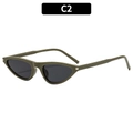 Occhiali da sole cat-eye verde scuro con lenti nere e dettagli in metallo argento C2 - Montatura Verde Scuro Lenti Grigie